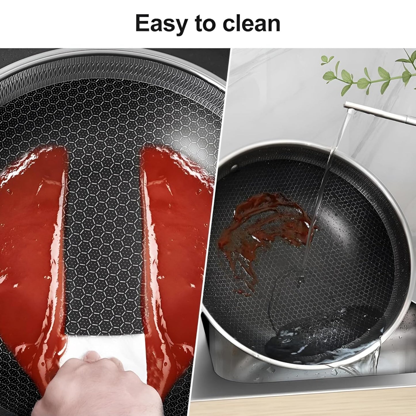 Honeycomb lesser coating flat Fry Pan with lid