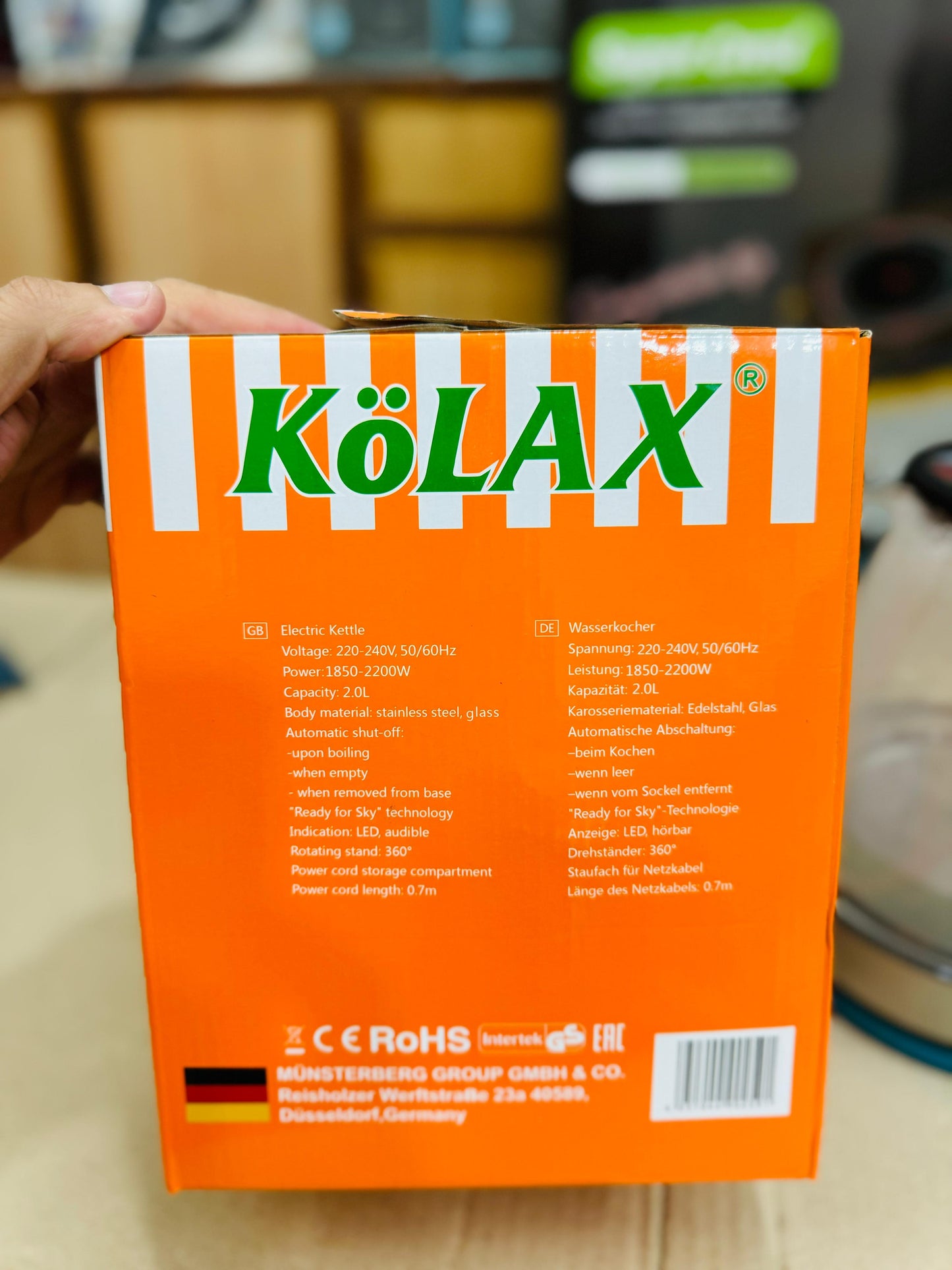 Kolax Germany 1.7L Glass Kettle