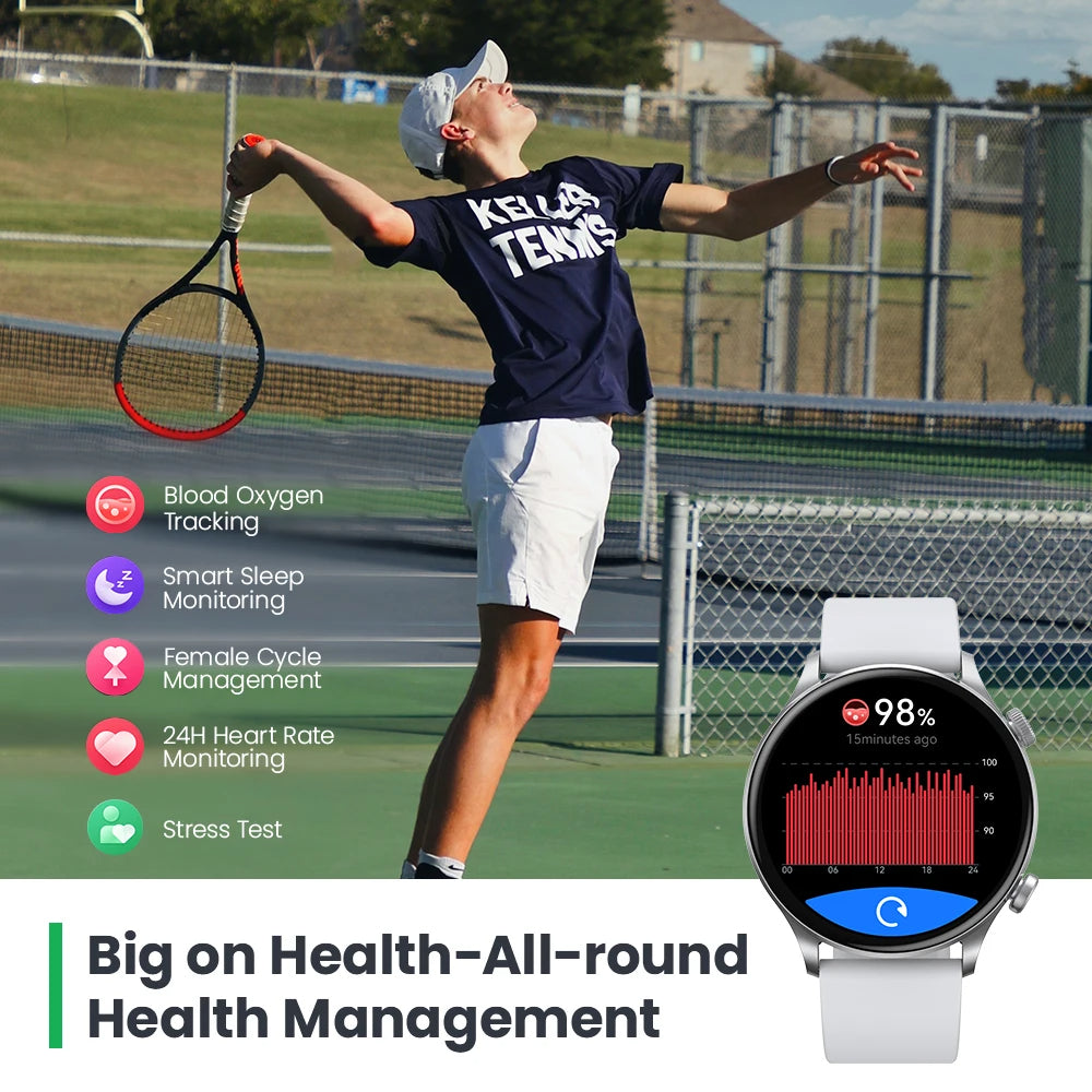 Smart Watch with Bluetooth Calling – 1.43" AMOLED Display, Health Tracker, IP68 Waterproof Fitness & Sport Smartwatch for Android & iOS