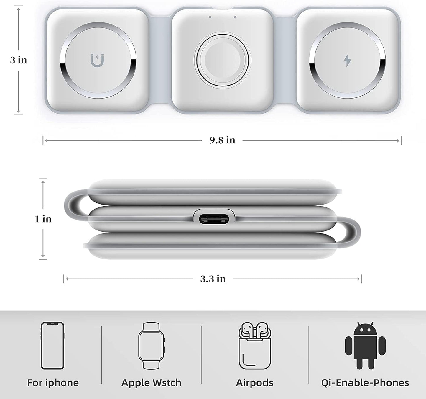 MagSafe 3 in 1 Foldable Wireless Charger 15W Charging Station | USA Lot Imported